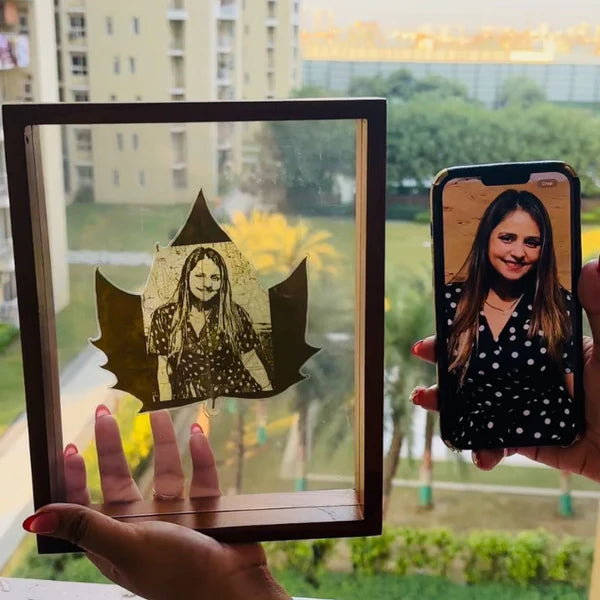 Custom Photo Leaf Engraving in Wooden Frame