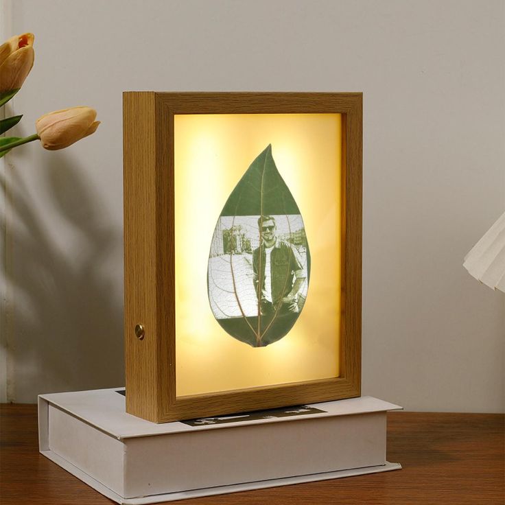 Custom Photo Leaf Engraving in Light Frame