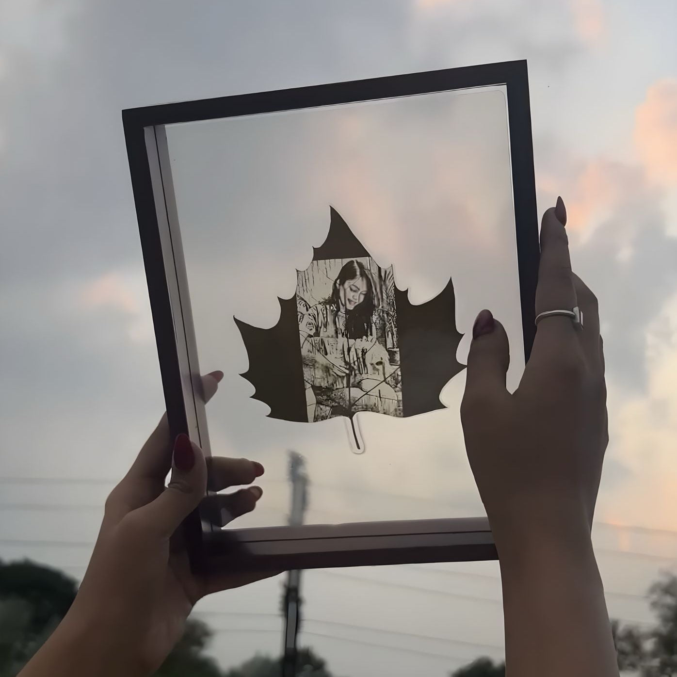 Custom Photo Leaf Engraving in Wooden Frame